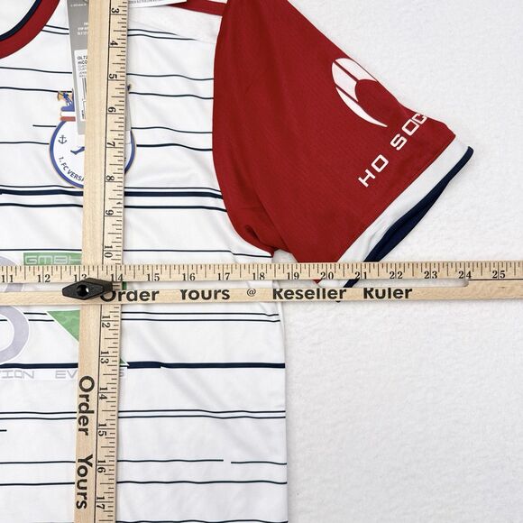 Cagliari Calcio Football Club Soccer Jersey Size Small White Red Italy NEW - Picture 12 of 13